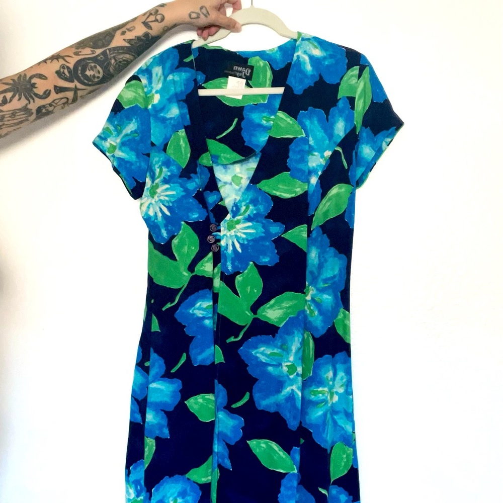 vintage dawn joy floral dress with rose button details